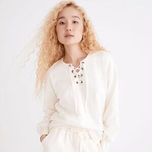 NWT Madewell XXS Cotton-Hemp Lace-Up Sweatshirt